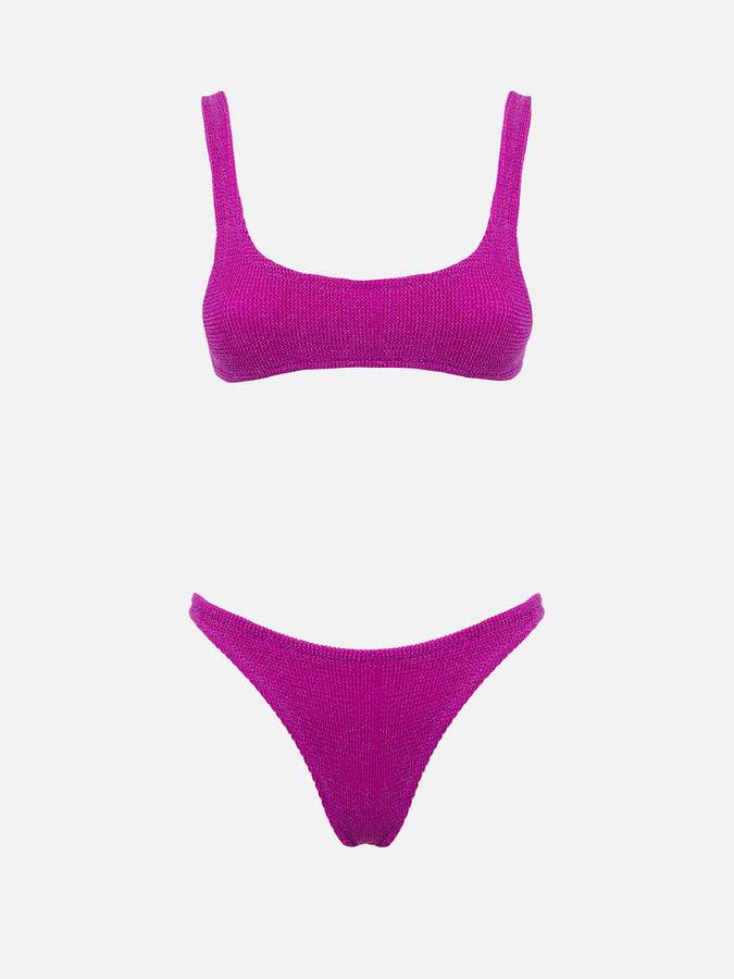 Mc2 Saint Barth Bikini da donna classico a bralette crinkle fucsia con filato di lurex Offerta