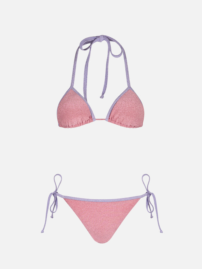 Mc2 Saint Barth Bikini da donna a triangolo rosa Leah Marielle in lurex con bordino Vendita Economica