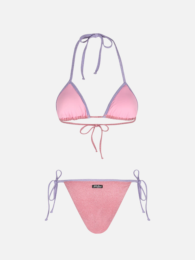 Mc2 Saint Barth Bikini da donna a triangolo rosa Leah Marielle in lurex con bordino Vendita Economica