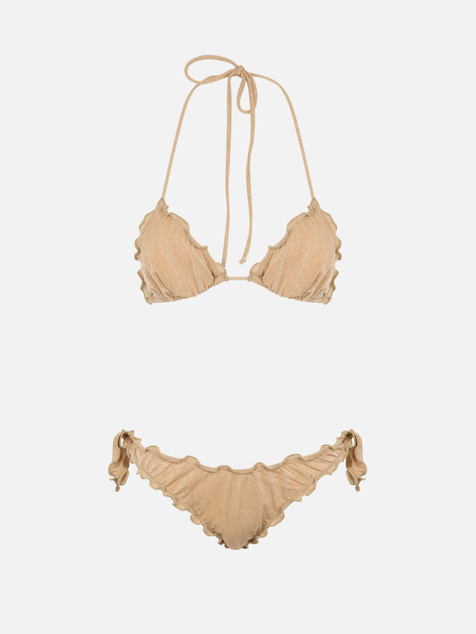 Mc2 Saint Barth Bikini da donna classico a triangolo oro lurex Sagittarius Moon Vendite Flash