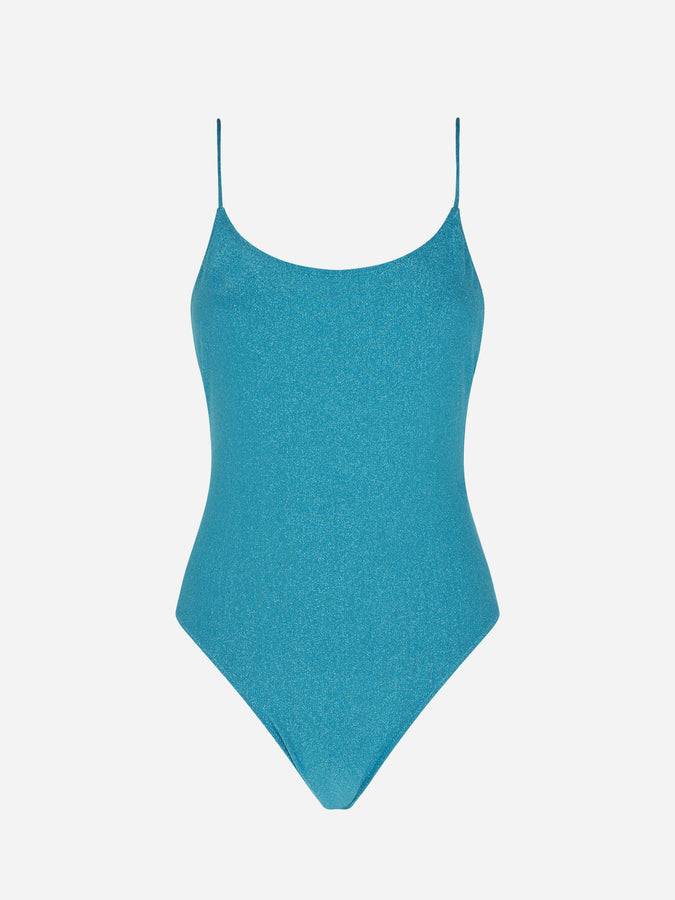 Mc2 Saint Barth Costume intero in lurex azzurro In Saldo