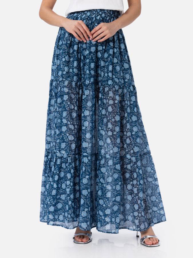 Mc2 Saint Barth Gonna lunga da donna plissettata in voile di seta Cheyenne Online Outlet