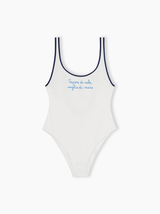 Mc2 Saint Barth Woman scoopback one-piece swimsuit with Voglia di amare embroidery | @serepocaiontas SPECIAL EDITION 2025
