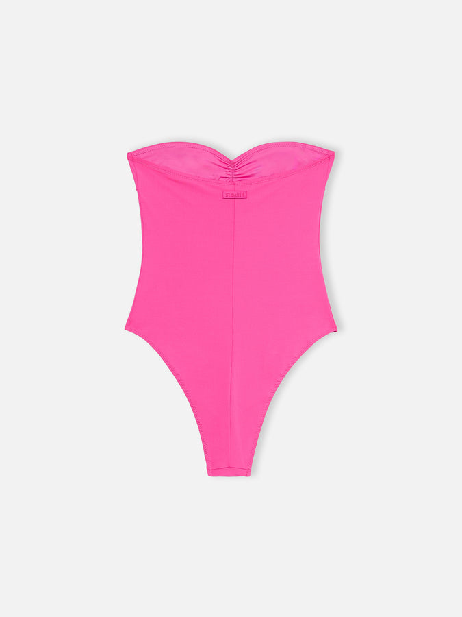 Mc2 Saint Barth Women fuscia strapless one piece swimsuit Soleil In Linea