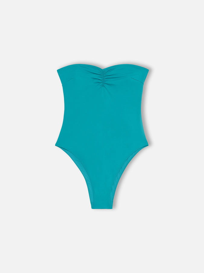 Mc2 Saint Barth Women teal green strapless one piece swimsuit Soleil Nuovo