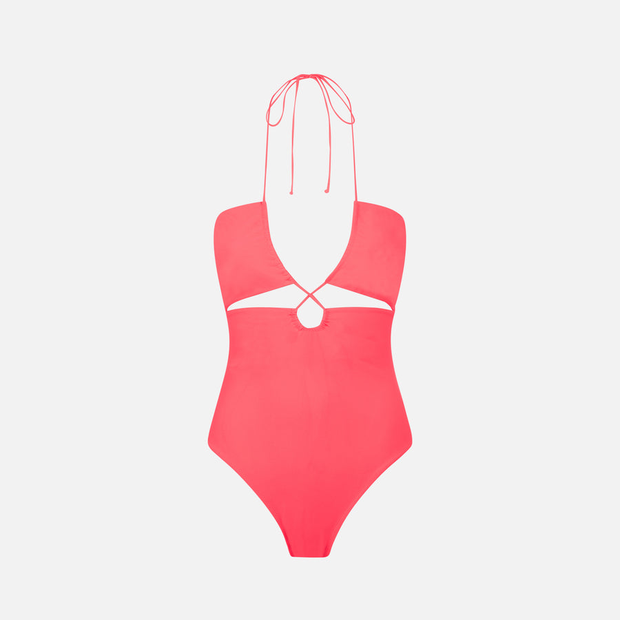 Mc2 Saint Barth Costume intero cut out rosso fluo Consegna Veloce