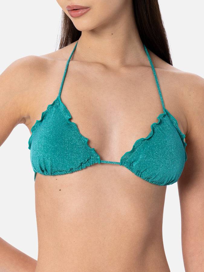 Mc2 Saint Barth Bikini da donna classico a triangolo verde acqua lurex Sagittarius Miami Presa