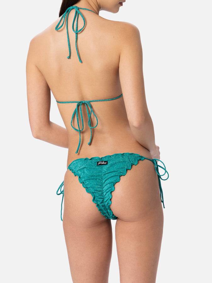 Mc2 Saint Barth Bikini da donna classico a triangolo verde acqua lurex Sagittarius Miami Presa