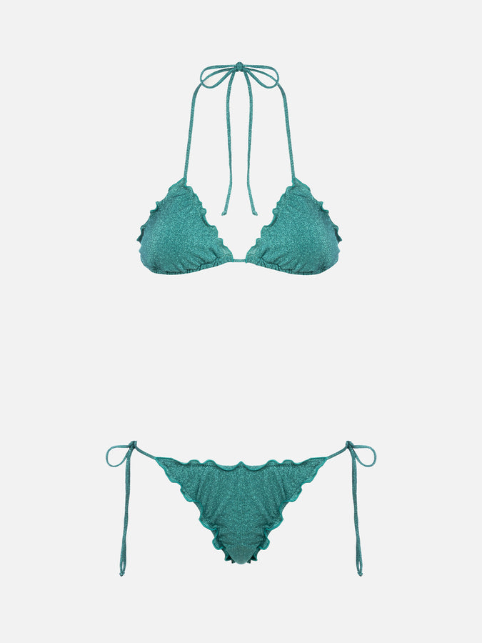 Mc2 Saint Barth Bikini da donna classico a triangolo verde acqua lurex Sagittarius Miami Presa