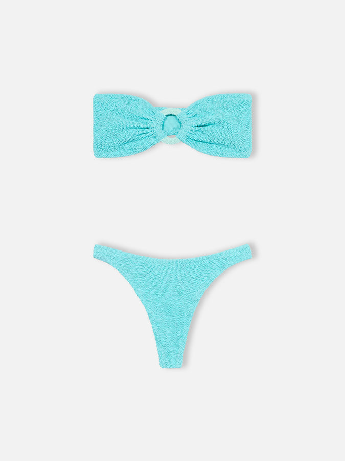 Mc2 Saint Barth Bikini donna a fascia verde acqua stropicciato Yulia Naomi Hotsell