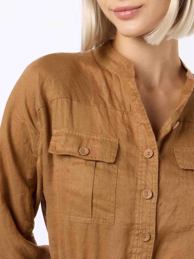 Mc2 Saint Barth Woman camel linen playsuit Hanniel 2025
