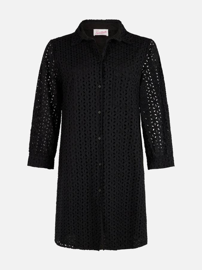 Mc2 Saint Barth Woman black Sangallo shirt mini dress In Linea