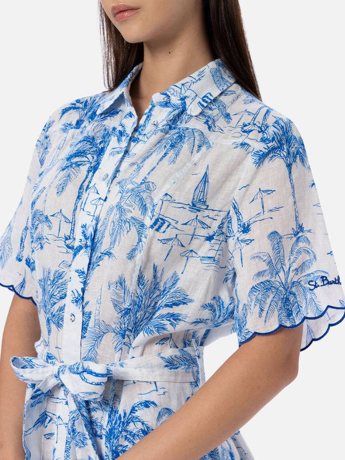 Mc2 Saint Barth Woman flower linen dress Hermione Hotsell