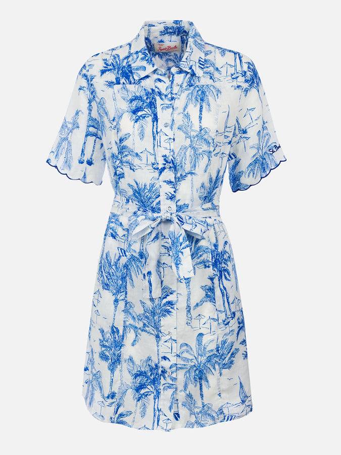 Mc2 Saint Barth Woman flower linen dress Hermione Hotsell