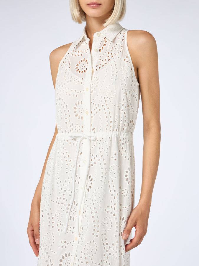 Mc2 Saint Barth Woman white Sangallo lace halterneck dress Ida Fino Al -60%