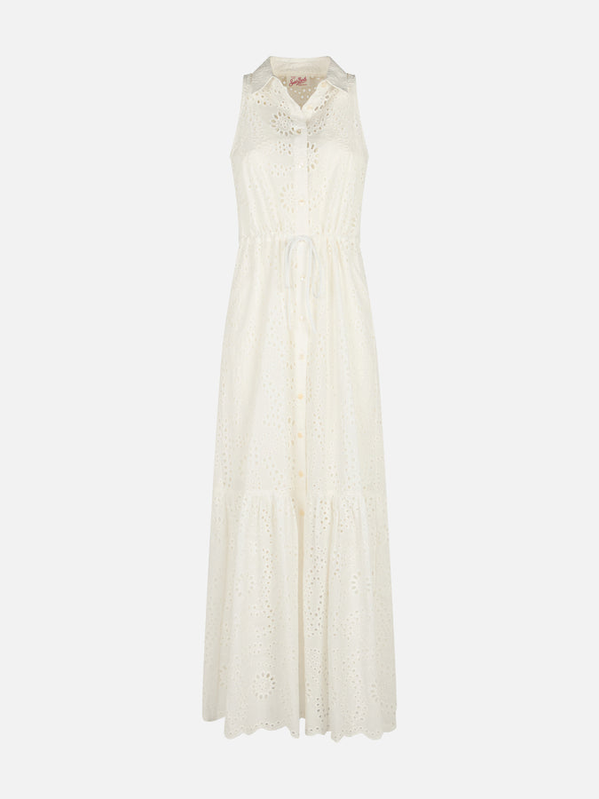 Mc2 Saint Barth Woman white Sangallo lace halterneck dress Ida Fino Al -60%
