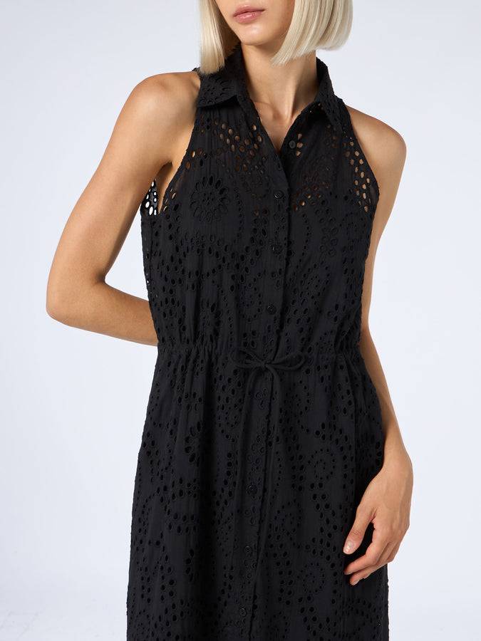 Mc2 Saint Barth Woman black Sangallo lace halterneck dress Shopping Online