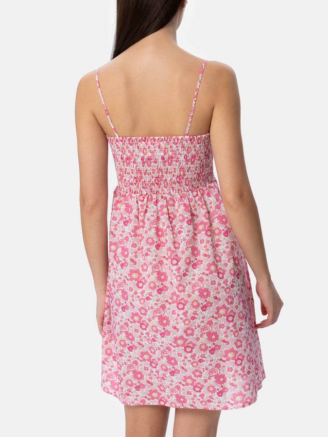 Mc2 Saint Barth Abito da donna Betsy in cotone Hawa con ricamo punto smock | REALIZZATO CON TESSUTO LIBERTY Affare Del Giorno