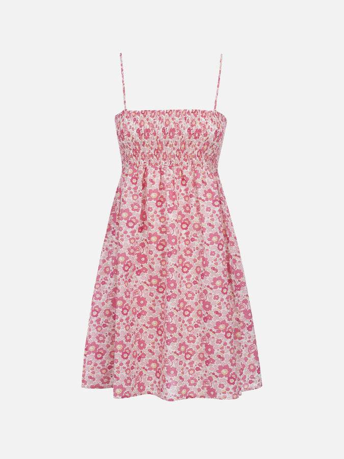 Mc2 Saint Barth Abito da donna Betsy in cotone Hawa con ricamo punto smock | REALIZZATO CON TESSUTO LIBERTY Affare Del Giorno
