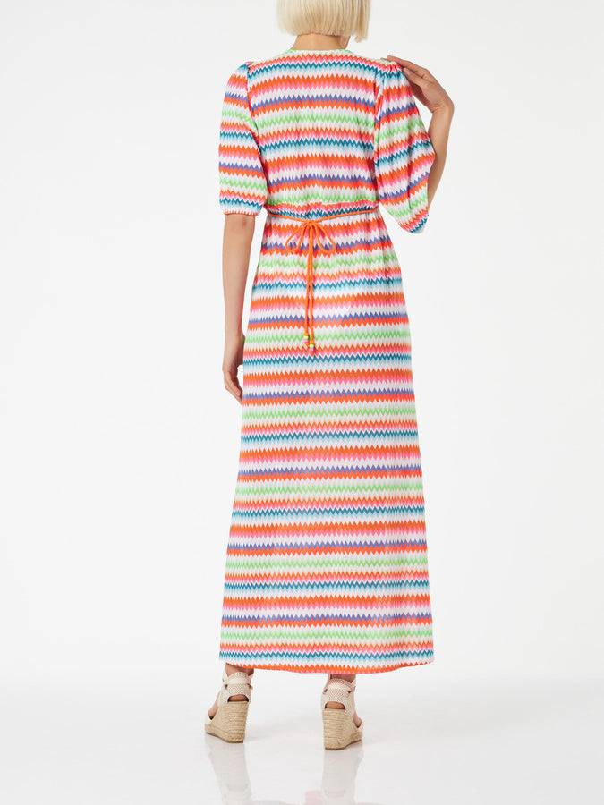 Mc2 Saint Barth Abito lungo da spiaggia in maglia chevron Online