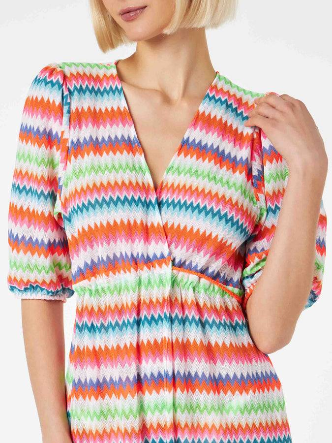 Mc2 Saint Barth Abito lungo da spiaggia in maglia chevron Online