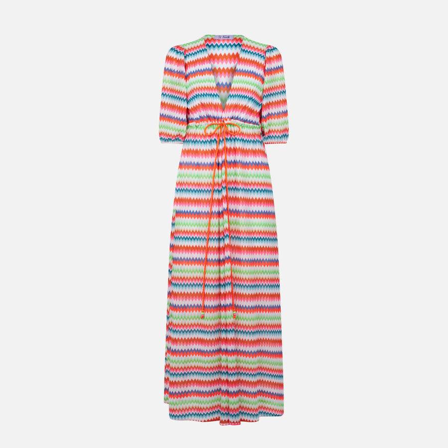 Mc2 Saint Barth Abito lungo da spiaggia in maglia chevron Online