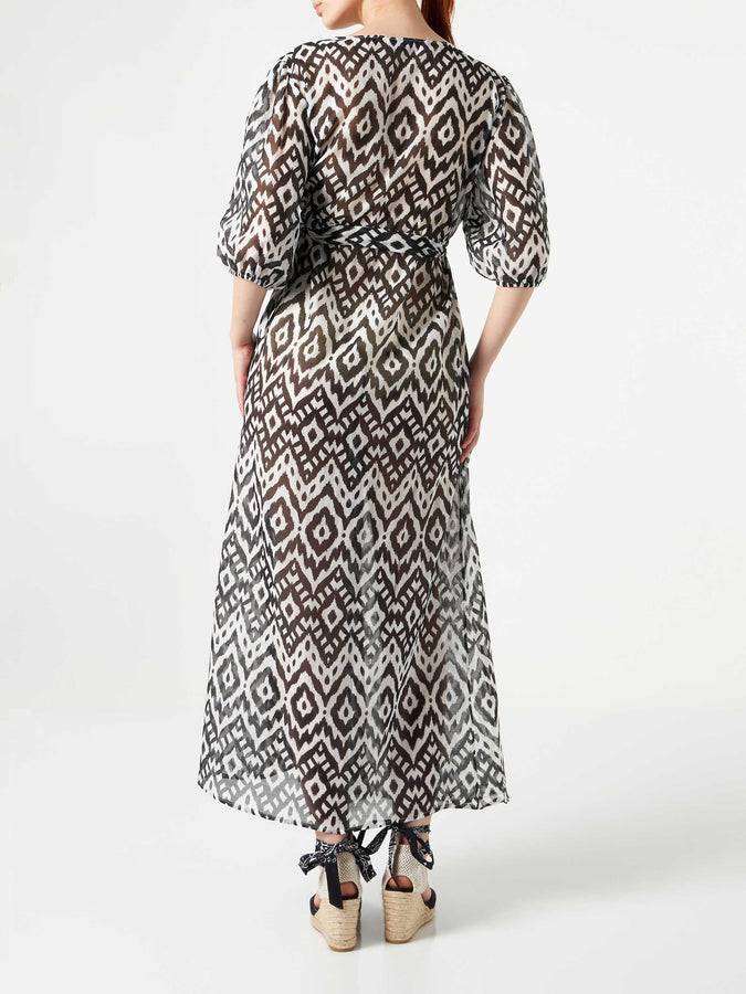 Mc2 Saint Barth Abito lungo in cotone e seta con stampa ikat Outlet