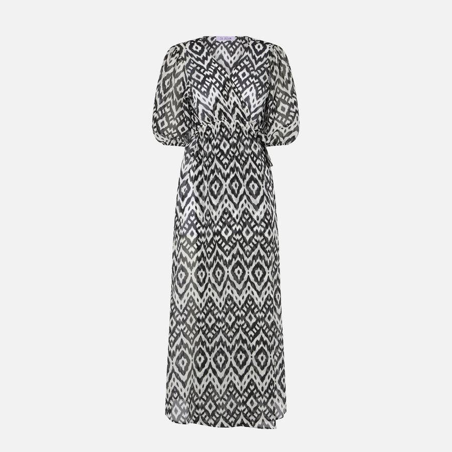 Mc2 Saint Barth Abito lungo in cotone e seta con stampa ikat Outlet