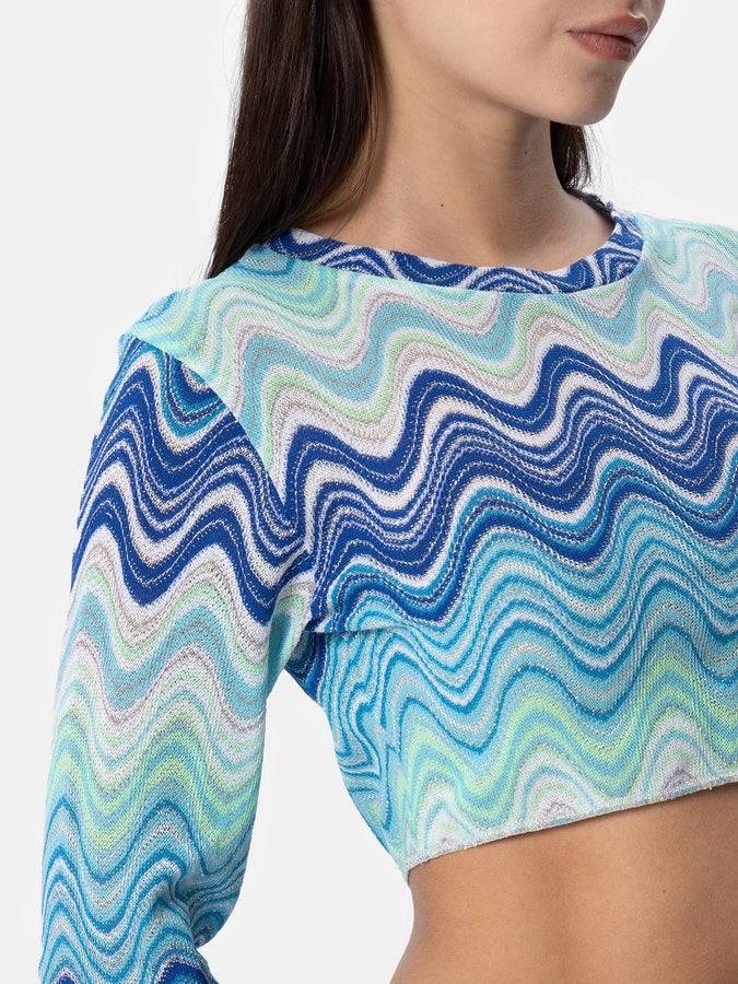 Mc2 Saint Barth T-shirt cropped Siviglia da donna in maglia raschel Italy