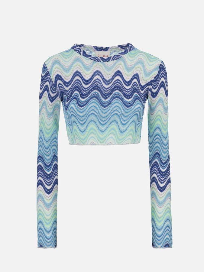 Mc2 Saint Barth T-shirt cropped Siviglia da donna in maglia raschel Italy