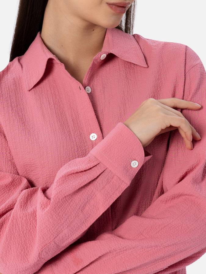 Mc2 Saint Barth Woman pink seersucker shirt Aisha Italia
