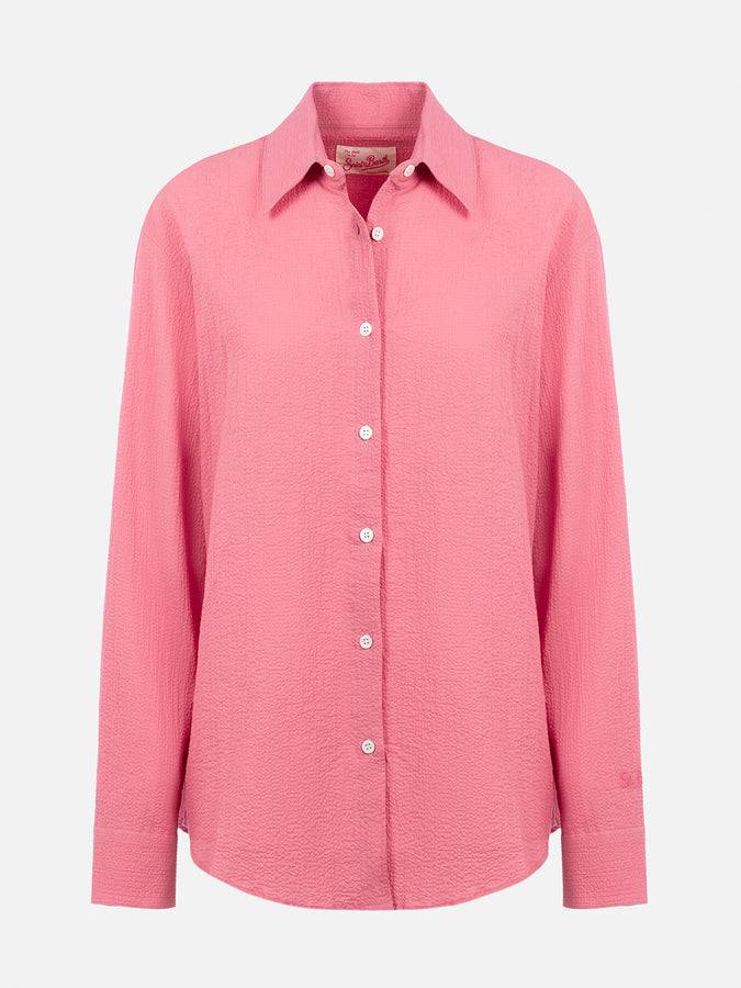 Mc2 Saint Barth Woman pink seersucker shirt Aisha Italia