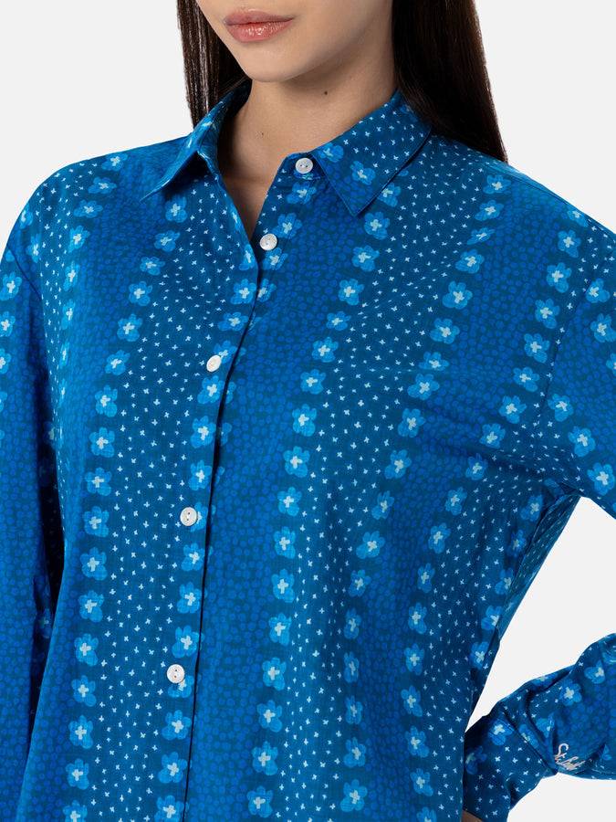 Mc2 Saint Barth Camicia da donna Brigitte in cotone con stampa fiori indaco 2025