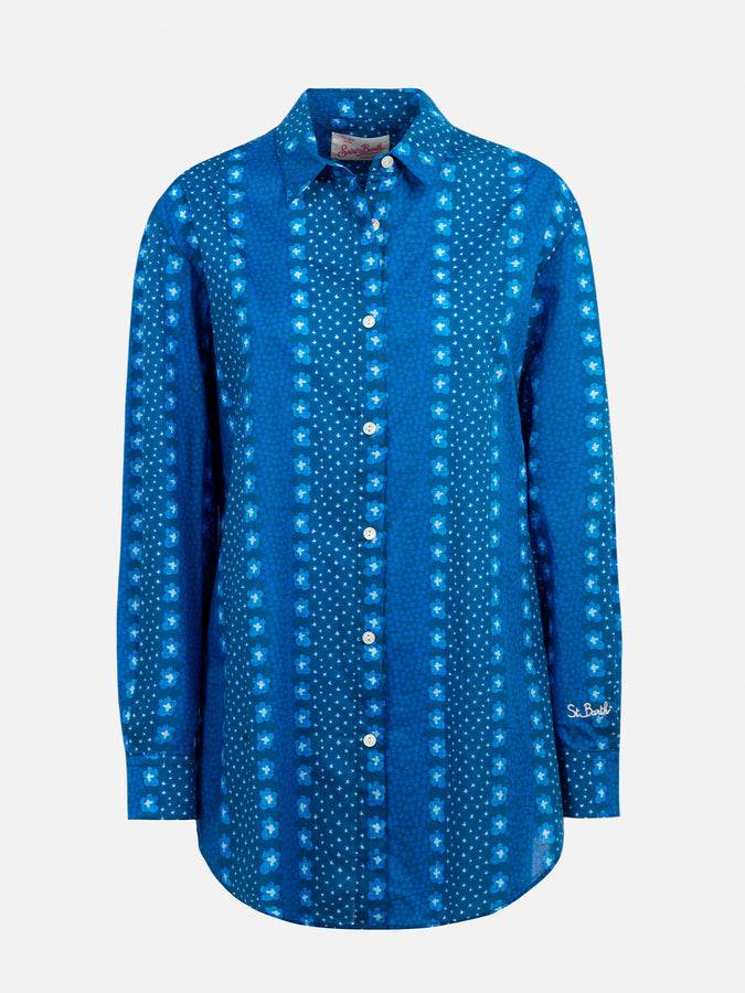 Mc2 Saint Barth Camicia da donna Brigitte in cotone con stampa fiori indaco 2025