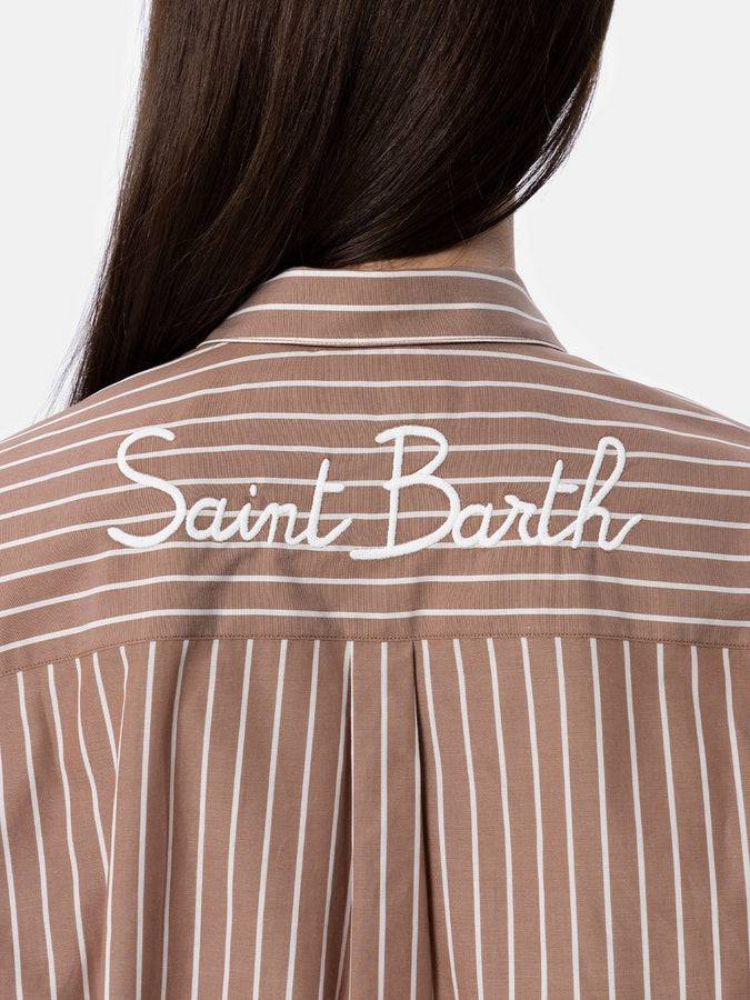 Mc2 Saint Barth Camicia over da donna Brigitte in cotone stampa righe Qualità