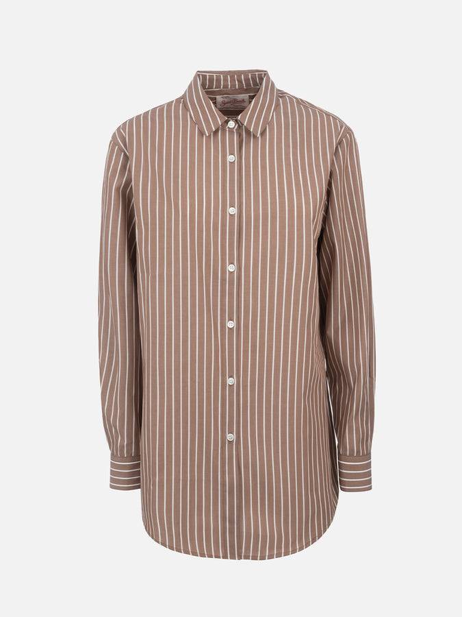 Mc2 Saint Barth Camicia over da donna Brigitte in cotone stampa righe Qualità