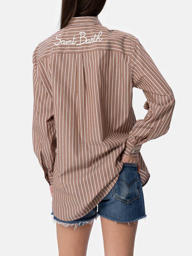 Mc2 Saint Barth Camicia over da donna Brigitte in cotone stampa righe Qualità