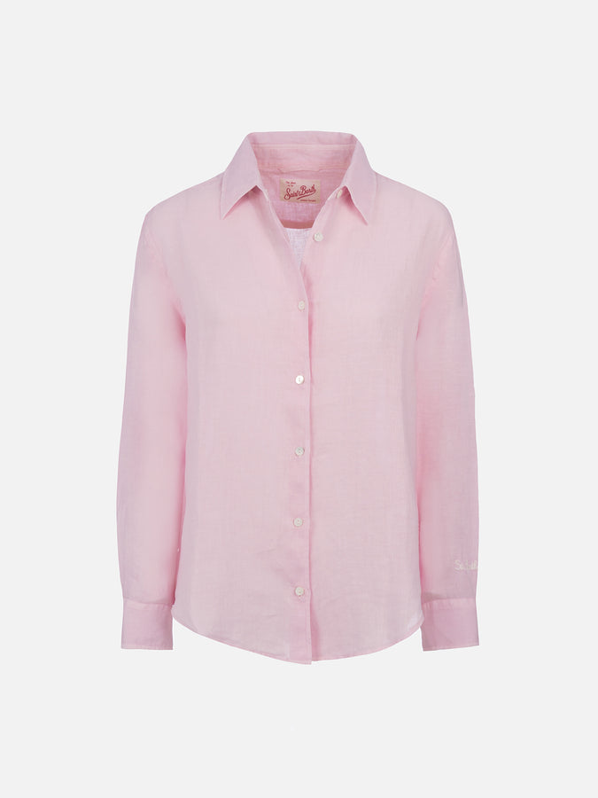 Mc2 Saint Barth Camicia classica da donna in lino rosa Meredith Promozione