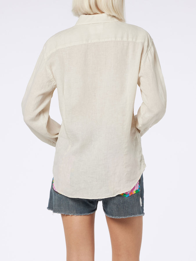 Mc2 Saint Barth Camicia da donna in lino bianco sporco Meredith Spedizione Gratuita