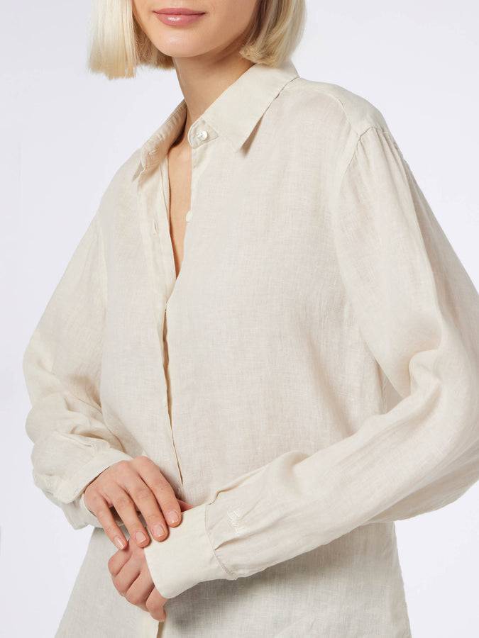Mc2 Saint Barth Camicia da donna in lino bianco sporco Meredith Spedizione Gratuita