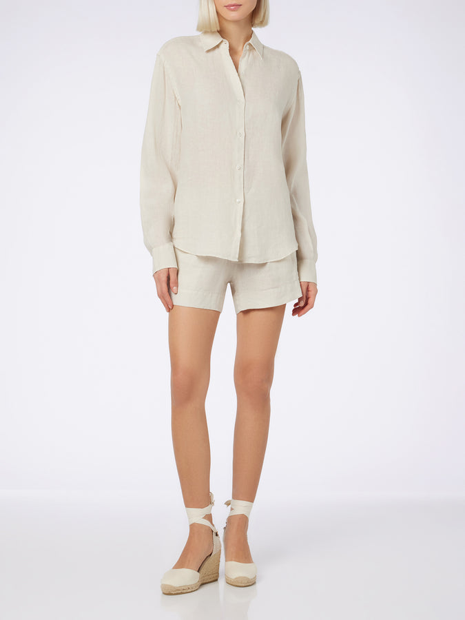 Mc2 Saint Barth Camicia da donna in lino bianco sporco Meredith Spedizione Gratuita