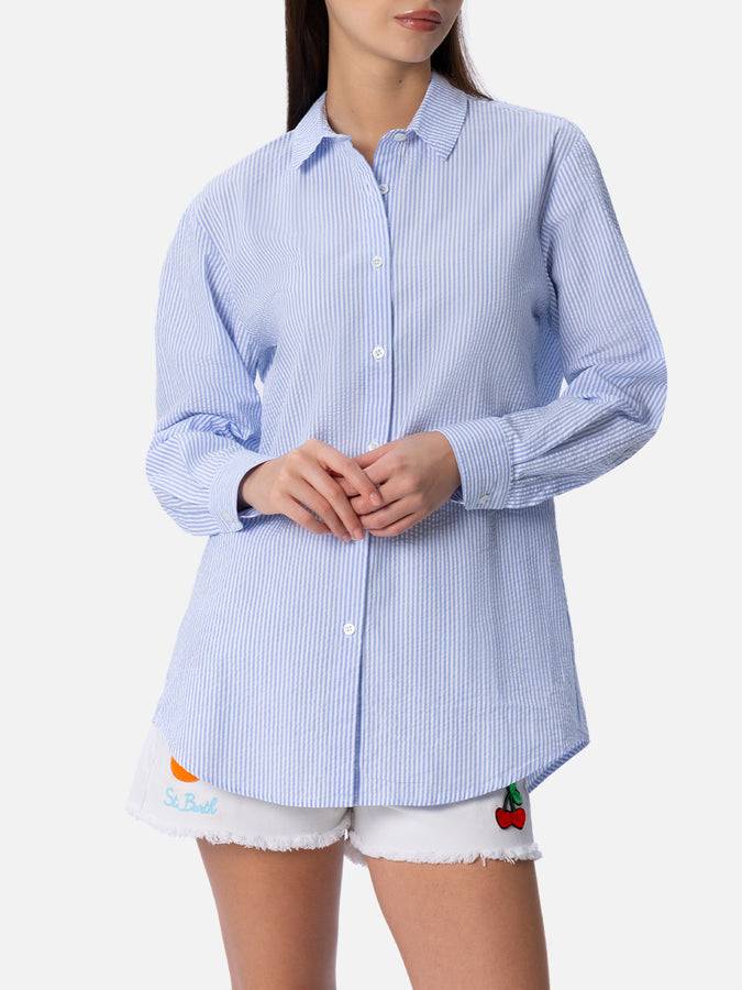 Mc2 Saint Barth Camicia da donna over in cotone seersucker Brigitte Qualità Garantita