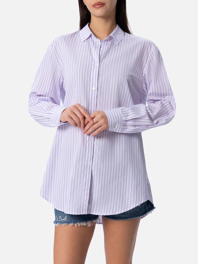 Mc2 Saint Barth Camicia over da donna Brigitte in cotone stampa righe Negozi Online