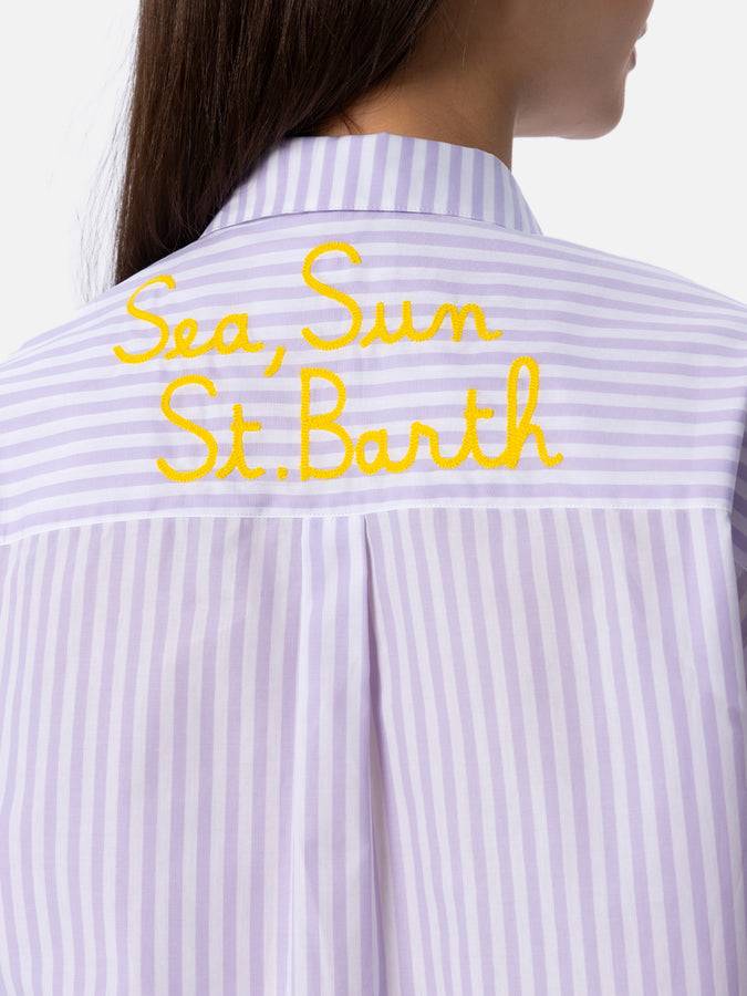 Mc2 Saint Barth Camicia over da donna Brigitte in cotone stampa righe Negozi Online