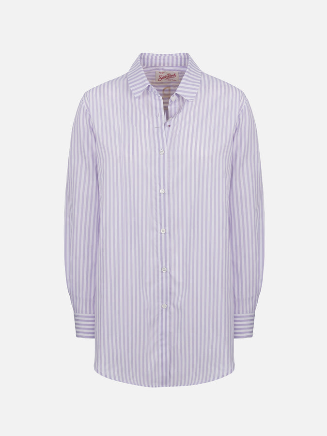 Mc2 Saint Barth Camicia over da donna Brigitte in cotone stampa righe Negozi Online