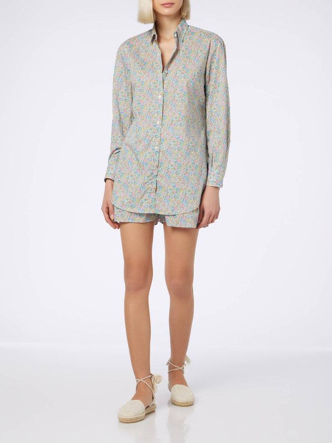 Mc2 Saint Barth Camicia over da donna in cotone con stampa Emma & Georgina Brigitte | REALIZZATO CON TESSUTO LIBERTY Consegna Veloce