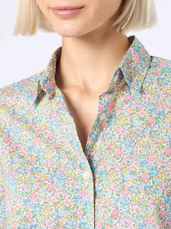 Mc2 Saint Barth Camicia over da donna in cotone con stampa Emma & Georgina Brigitte | REALIZZATO CON TESSUTO LIBERTY Consegna Veloce