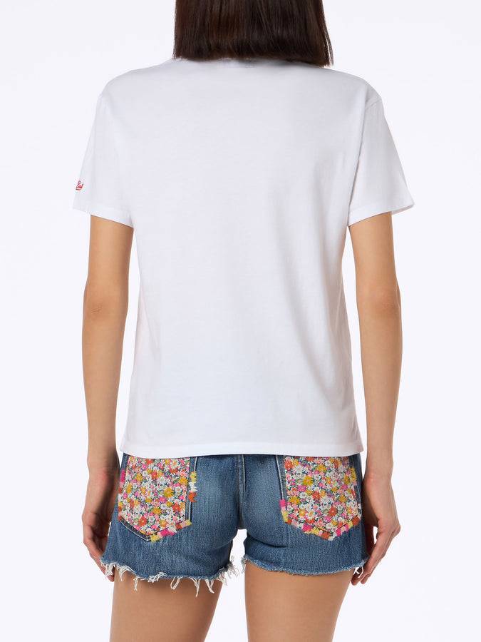 Mc2 Saint Barth Woman cotton jersey crewneck t-shirt Emilie with Voglia di amare embroidery | @serepocaiontas SPECIAL EDITION Fino Al -60%