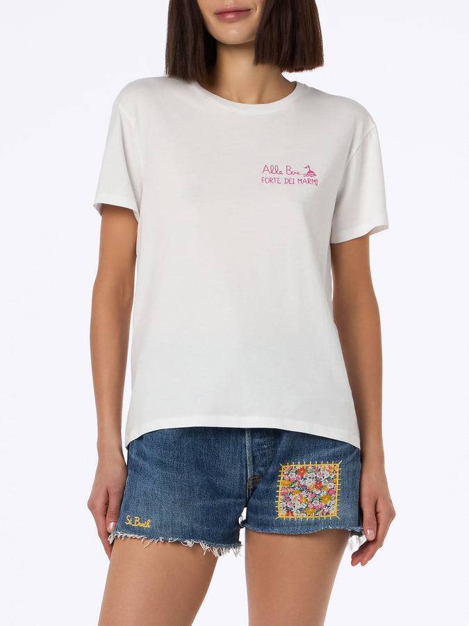 Mc2 Saint Barth Woman cotton jersey crewneck t-shirt Emilie with Baciami alle Boe print | ALLE BOE SPECIAL EDITION Shopping Online