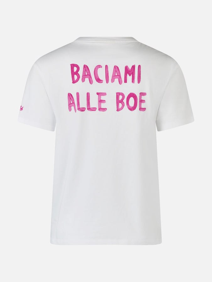 Mc2 Saint Barth Woman cotton jersey crewneck t-shirt Emilie with Baciami alle Boe print | ALLE BOE SPECIAL EDITION Shopping Online